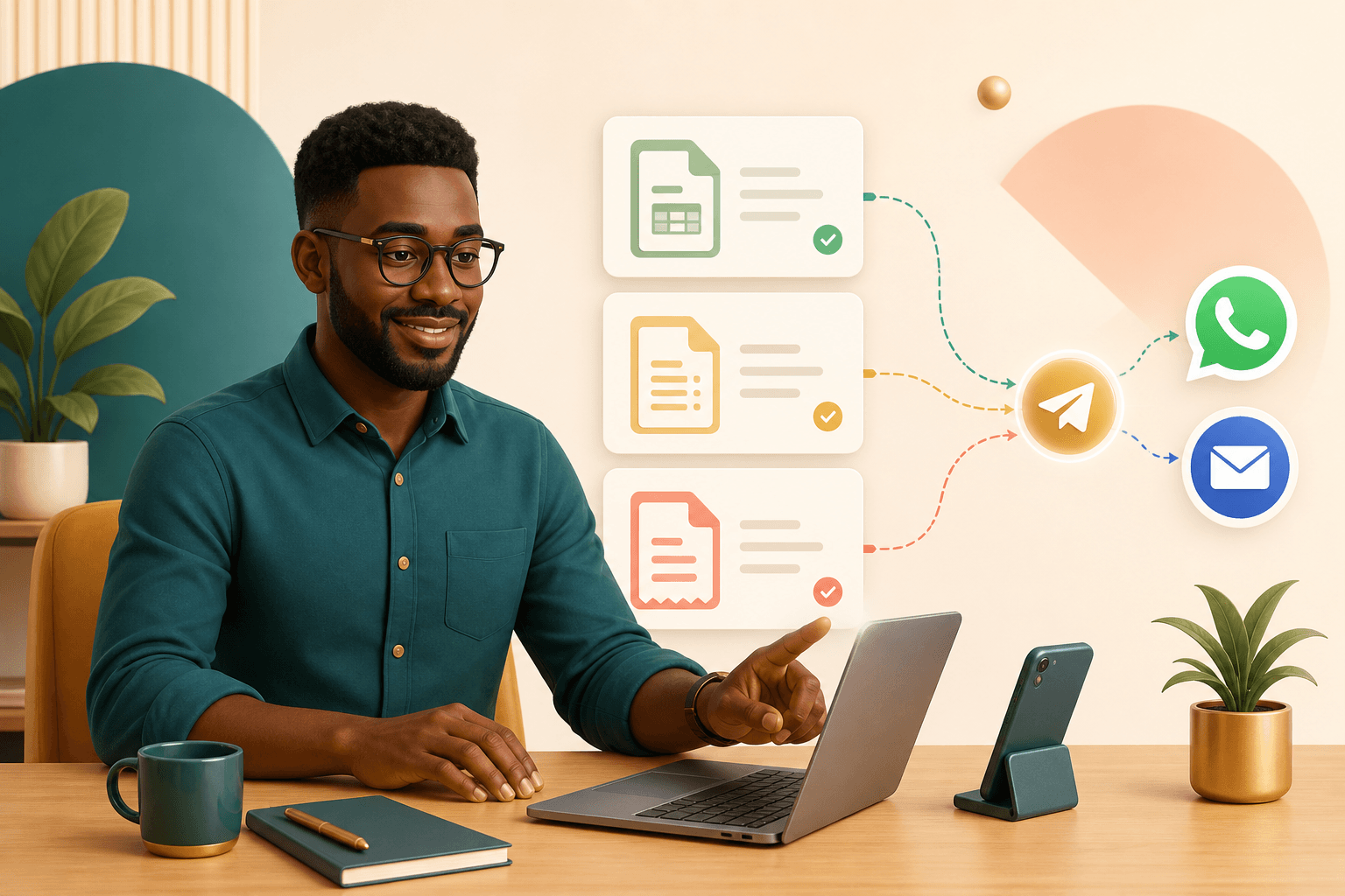 Business owner sending invoices, quotations, and receipts through WhatsApp and email